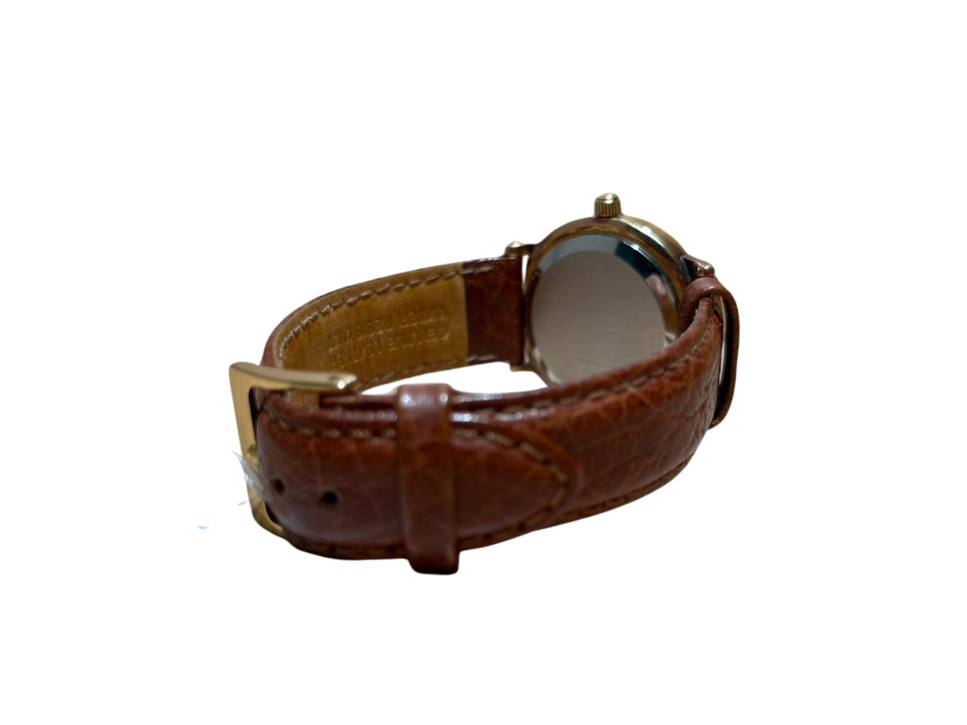 Omega Constellation Quartz Men Gold Face Leather Strap