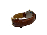Omega Constellation Quartz Men Gold Face Leather Strap