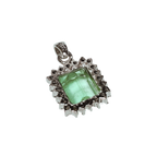 PT900 Emerald Pendant With Diamond Halo 2.14G