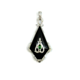 18KWG Natural Tsavorites (Garnet), Onyx & Diamond Pendant