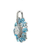 750WG Flower Shaped Blue Topaz And Diamond Pendant 2.3GM