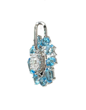 750WG Flower Shaped Blue Topaz And Diamond Pendant 2.3GM