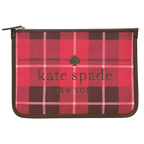 Kate Spade New York WLR00655 Ella Plaid Large Zip Pouch Bright Rose