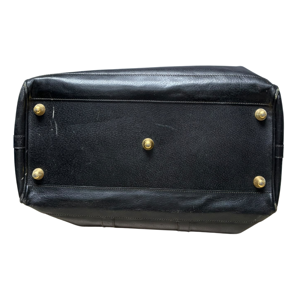 Gucci Vintage Boston Travel Weekender Bag Black Leather