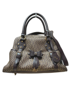 Aigner Signature Canvas And Leather Bow Satchel Tote Bag