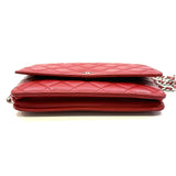 Chanel, Red Quilted Lambskin Leather Classic WOC