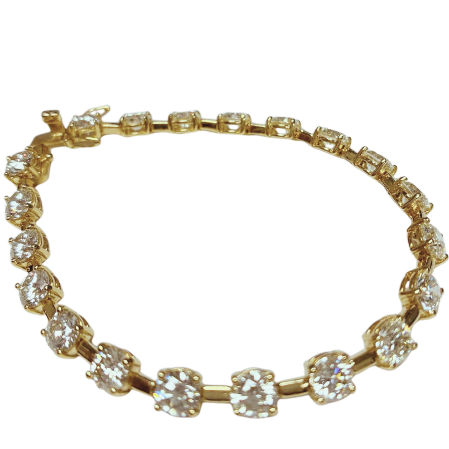 18KYG Brilliant Diamond Tennis Line Bracelet 12.3GM