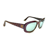 New Vintage Chanel, 5009 Iridescent Frame Blue Lense Sunglasses (Made In Italy)