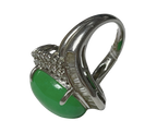PT900 Jade With Diamonds Ring 15.15G Size 11