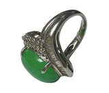PT900 Jade With Diamonds Ring 15.15G Size 11