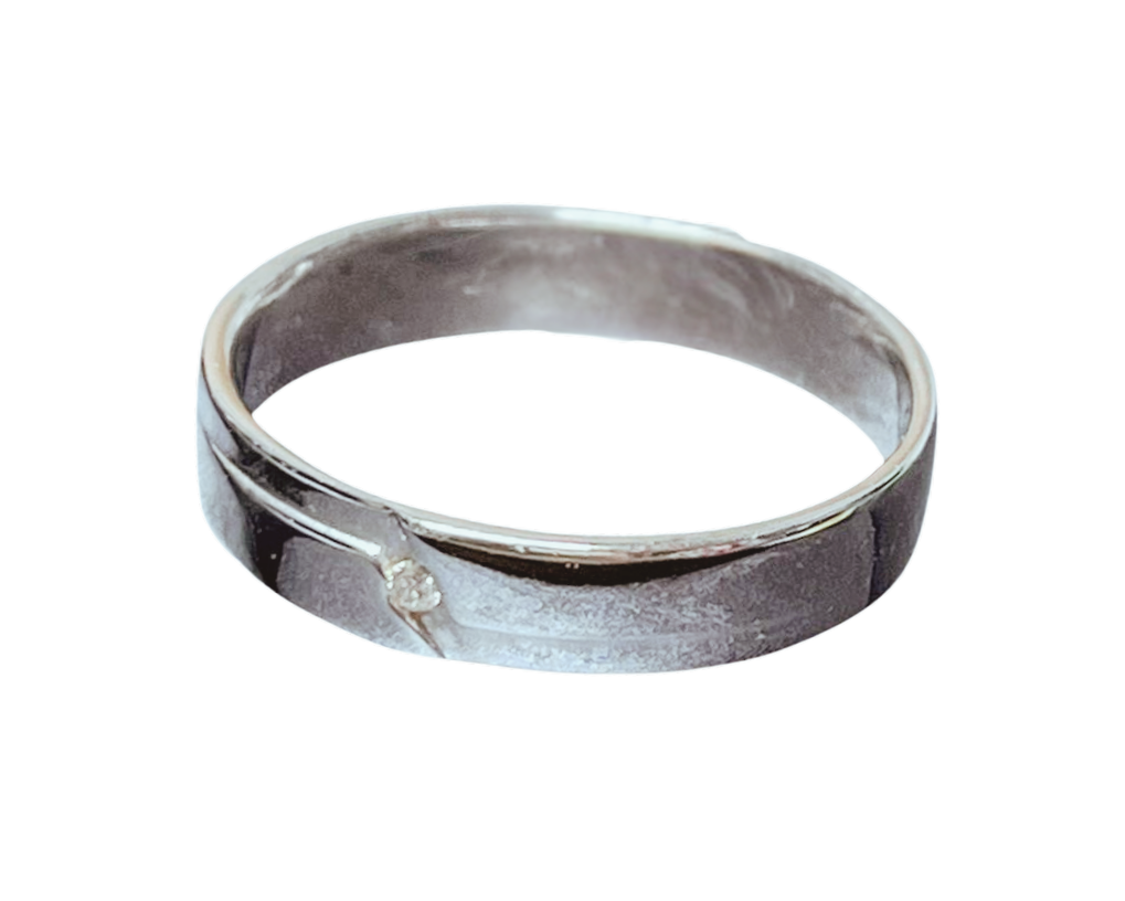 750WG Mens Band Ring With Diamond 4.7G