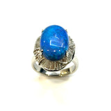 PT900 Double Cabochon Natural Opal & Diamond Ring