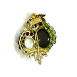 18KYG/PT900 Moonstones, Precious Stones & Diamond Brooch
