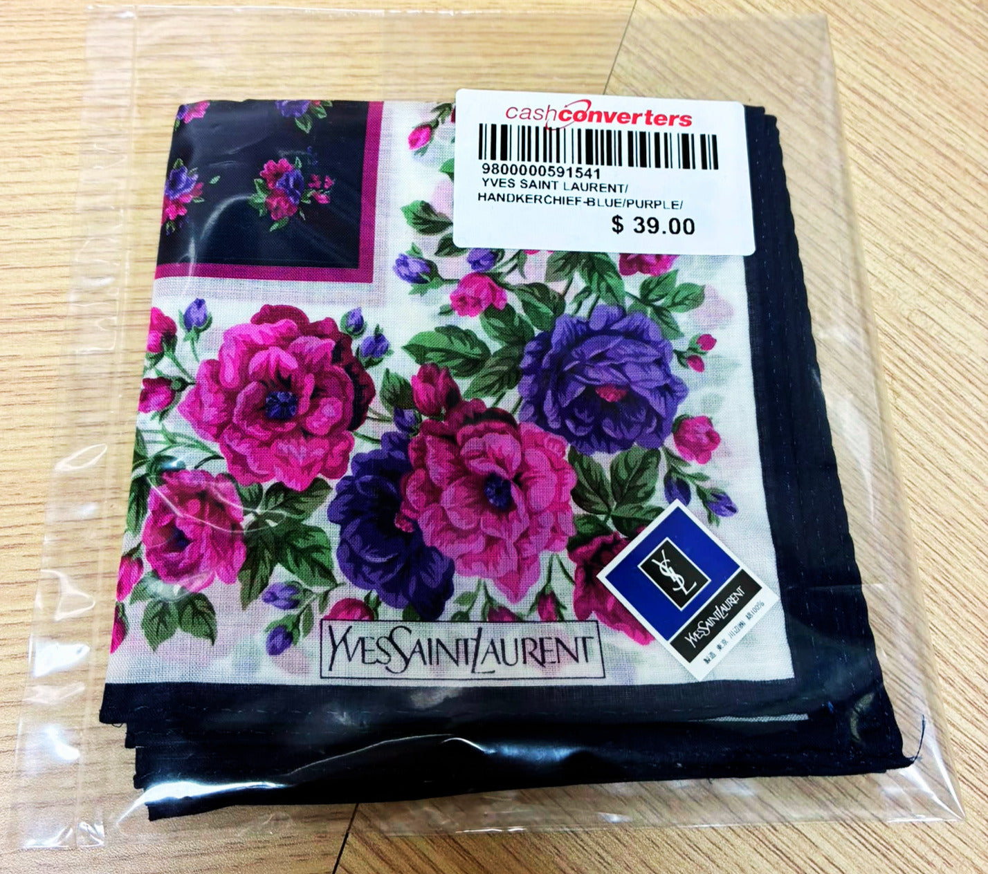 Vintage Yves Saint Laurent YSL Floral Cotton Handkerchief