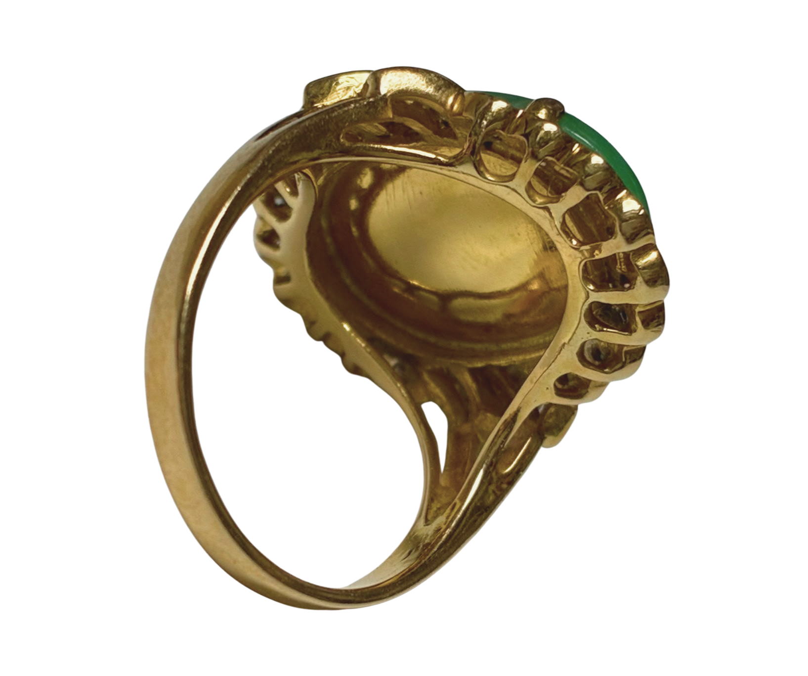 850YG Jade And Diamond Ring 7.6GM