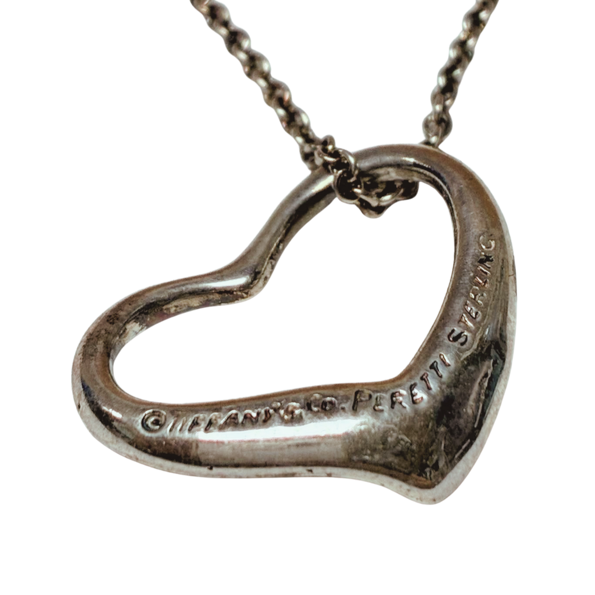Tiffany And Co Elsa Peretti Open Heart Pendant Necklace Sterling Silver 4.7G