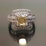 18K WG Fancy yellow diamond ring