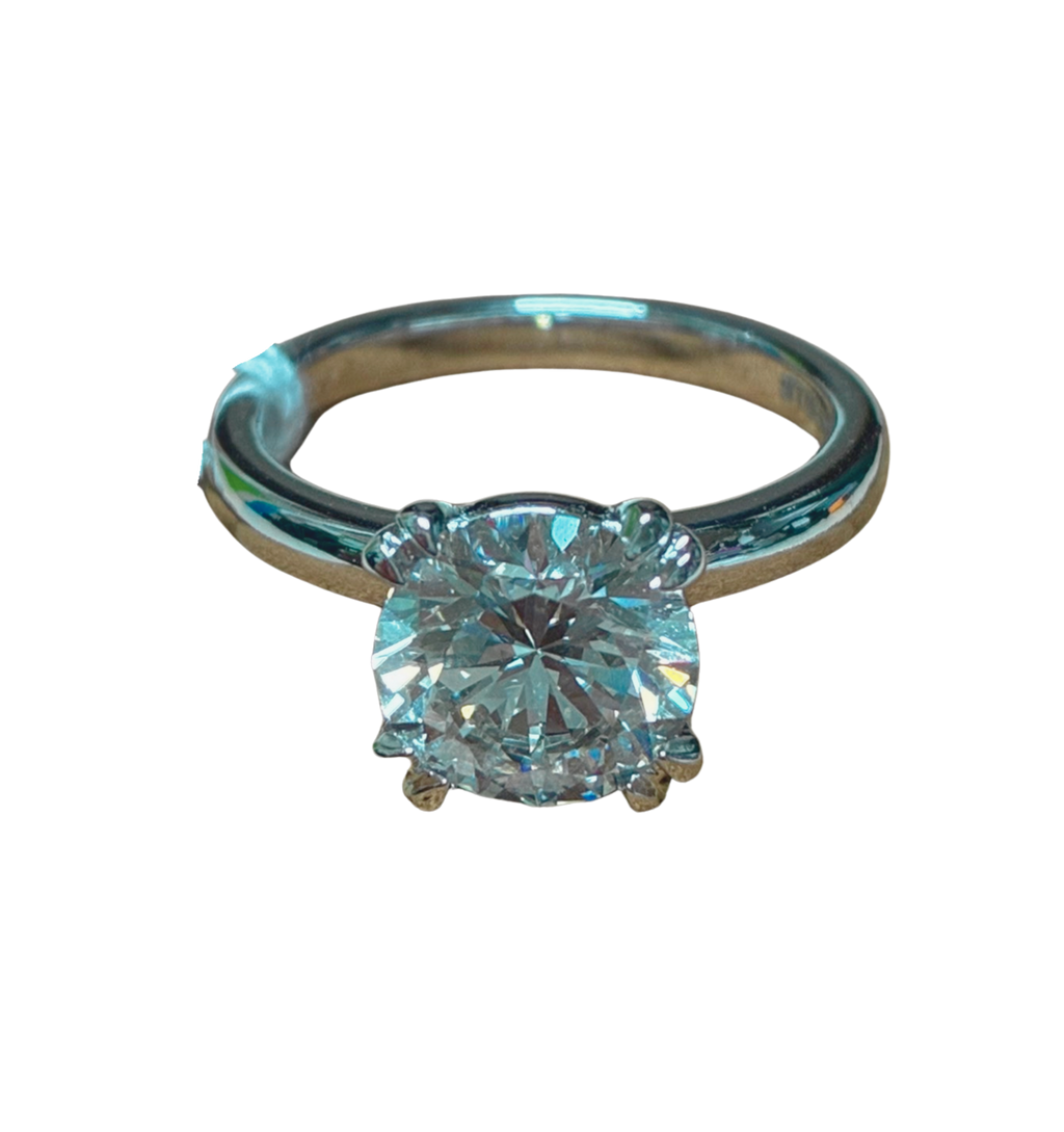 14K White Gold Ladys Classic Engagement Ring 2.25 Carat Lab Grown E-F VVS1 Diamond