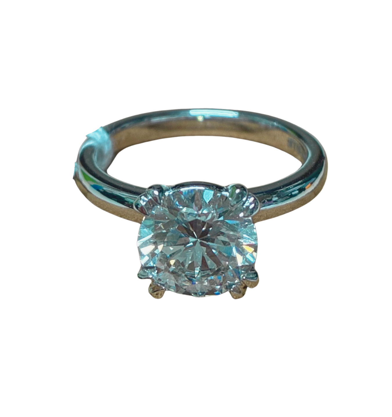 14K White Gold Ladys Classic Engagement Ring 2.25 Carat Lab Grown E-F VVS1 Diamond