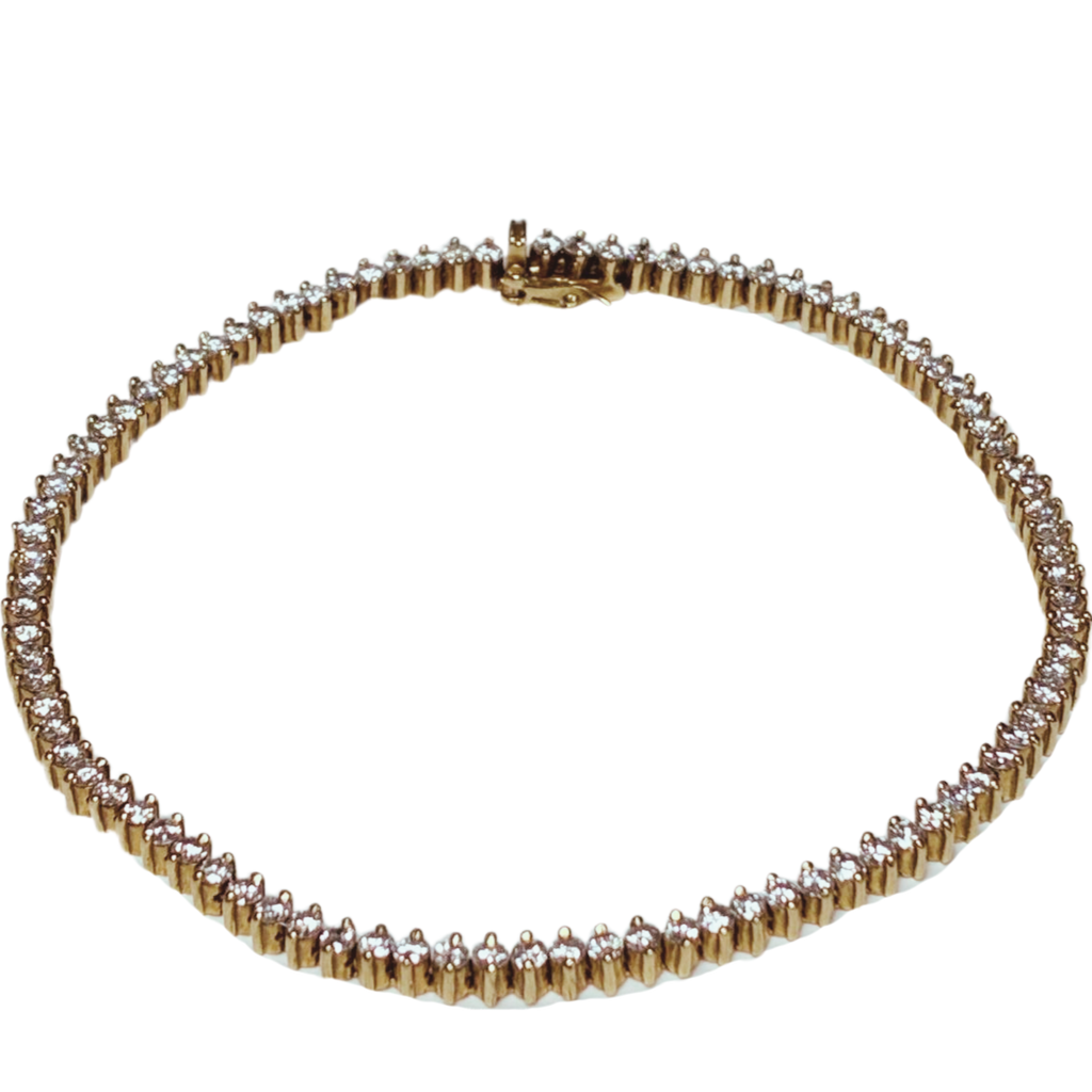 18KYG Classic Diamond 2.0CT Tennis Bracelet 6.6G 16.5CM