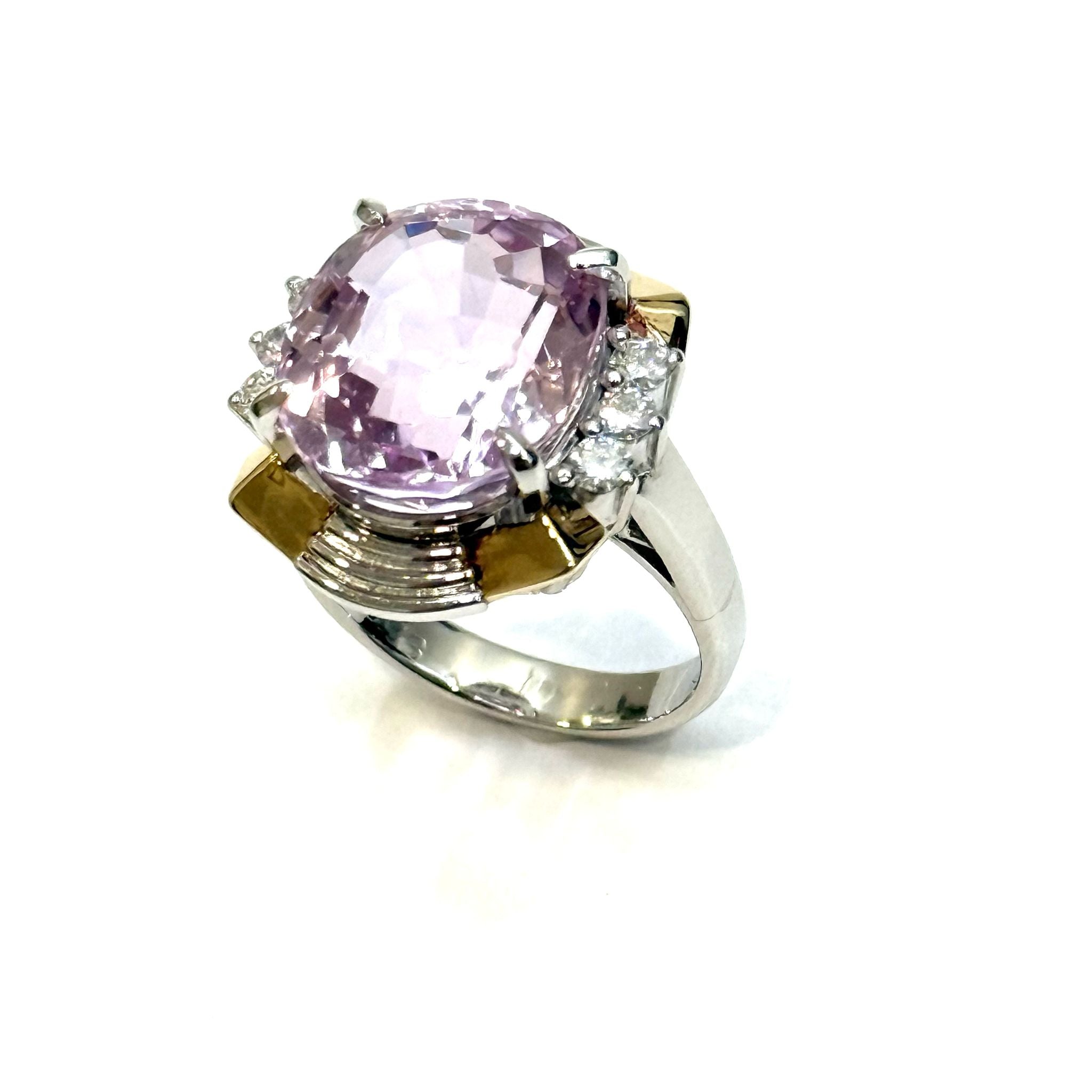 18KWG/YG Kunzite & Diamond Ring