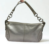 Vintage Furla Metallic Silver Pebbled Leather Shoulder Bag