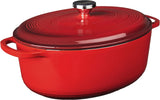 Lodge EC7OD43 Enameled Cast Iron Dutch Oven Oval 7 Quarts Red