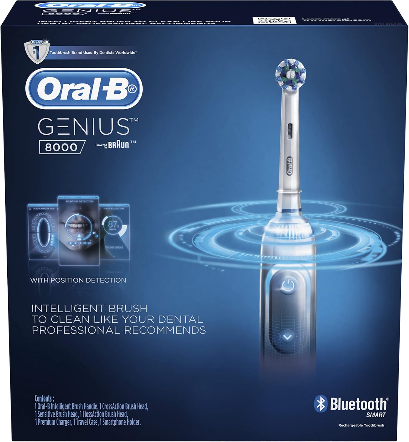 OralB Genius 8000 Electric Toothbrush White Silver Main image