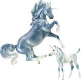 Breyer Traditional Series Cascade and Caspian 2 Unicorn Set Model 1818 Blue White Gray