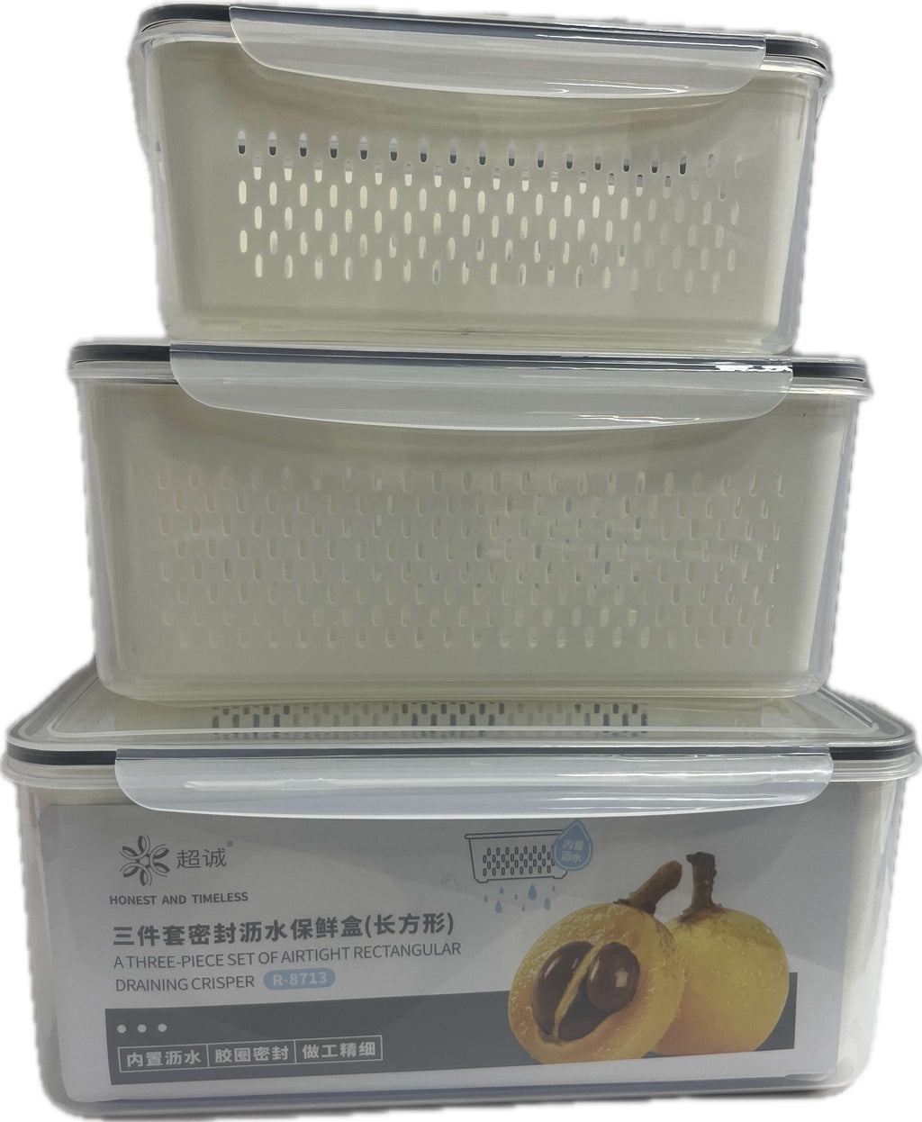 Airtight Draining Crisper-R8713 3Pc
