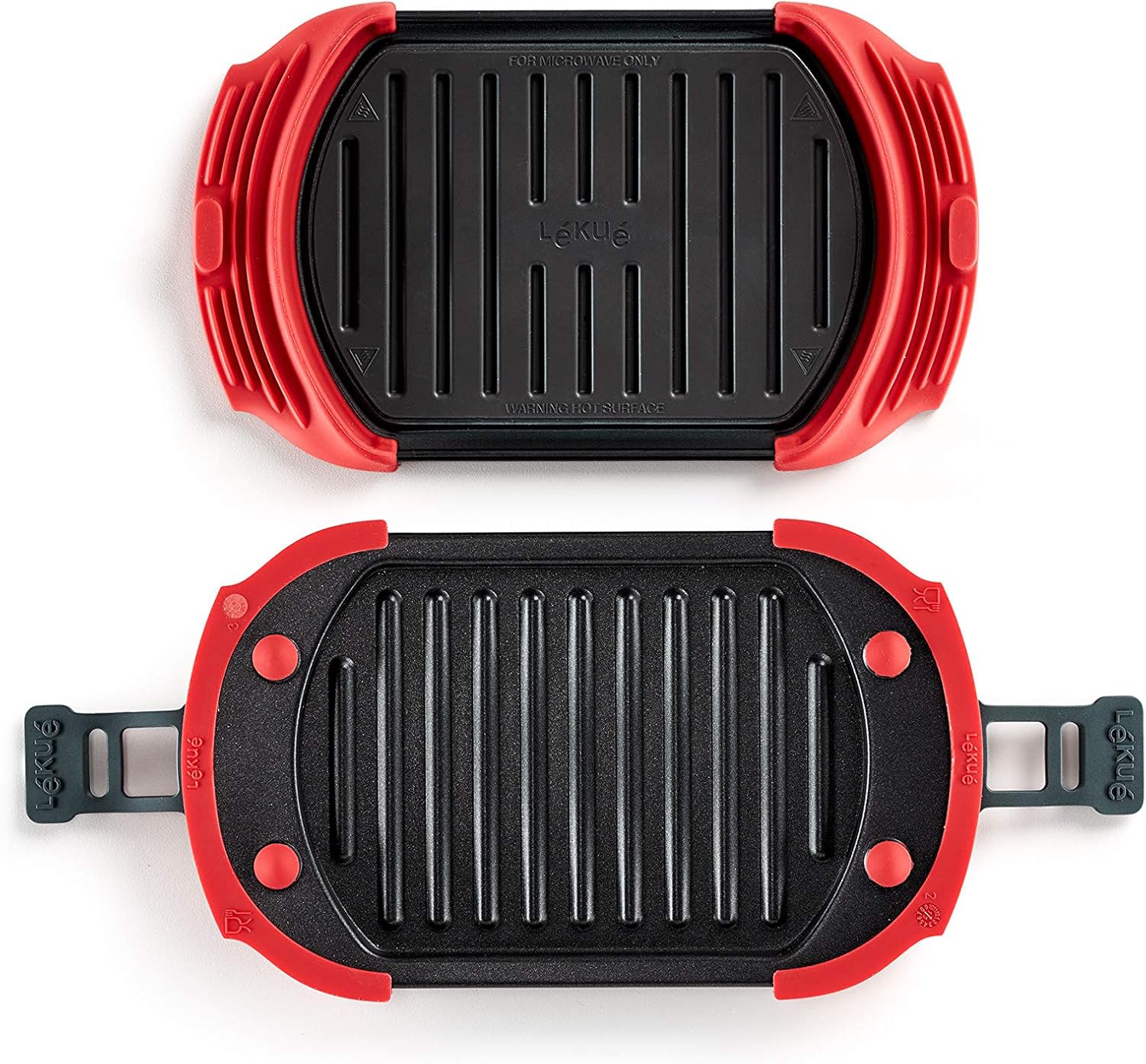Lekue Microwave Grill Sandwich Maker Panini Press 10in X 5.7in Red Main image