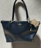 Coach Ava Tote Black Leather With Gold Metal Tag