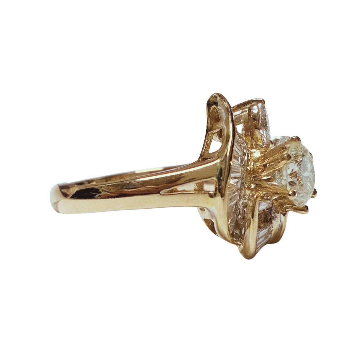 850YG Diamond Cluster Cocktail Ring 6.7GM