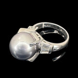 Natural G.Black South Sea Pearl PT900/Silver Ring