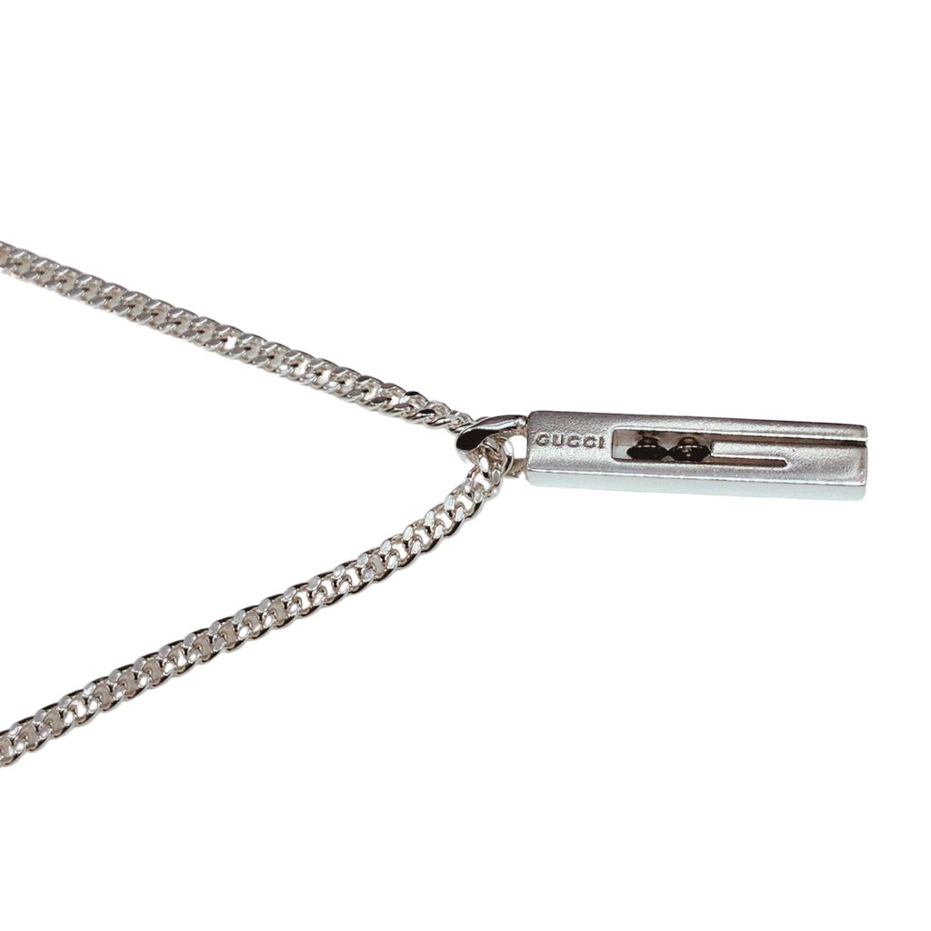 Gucci SV925 Cutout G Bar Necklace 15G 50CM
