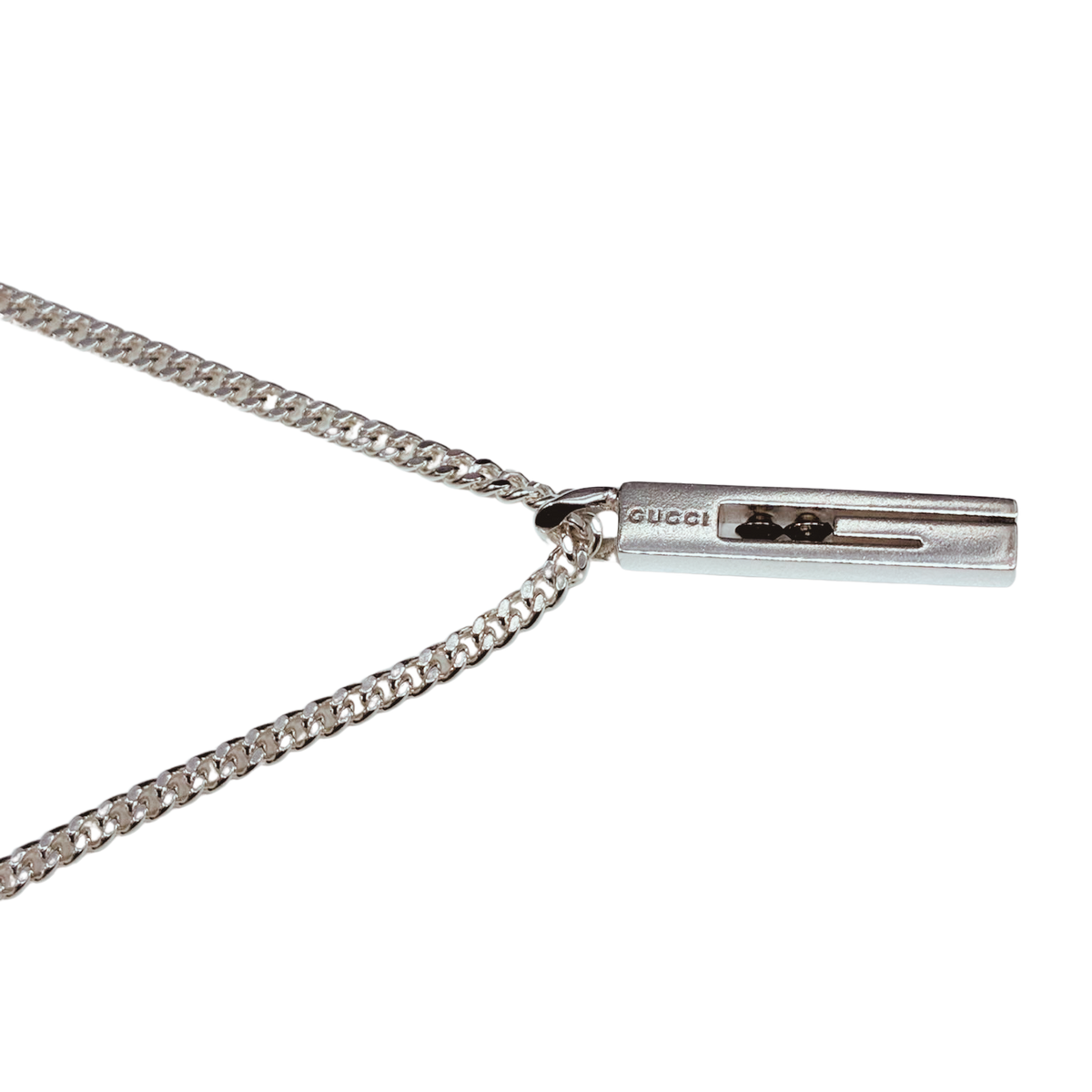 Gucci SV925 Cutout G Bar Necklace 15G 50CM