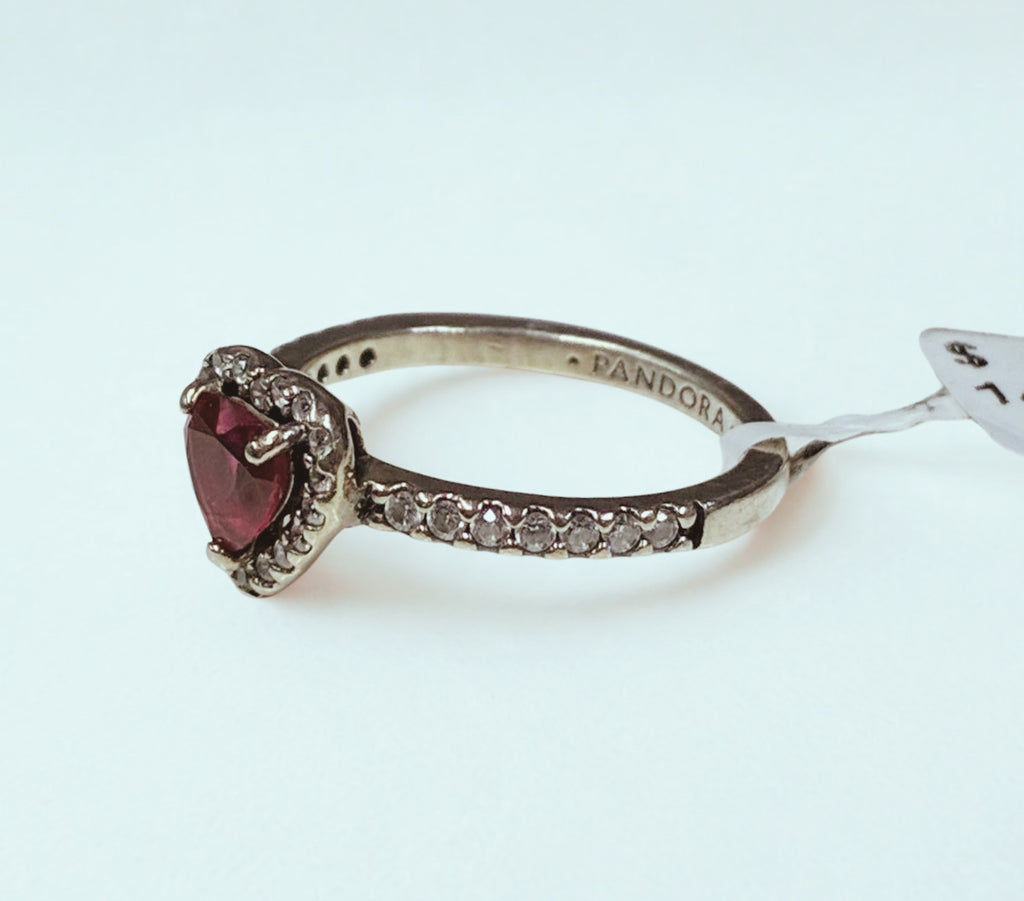 Pandora Elevated Red Heart Ring