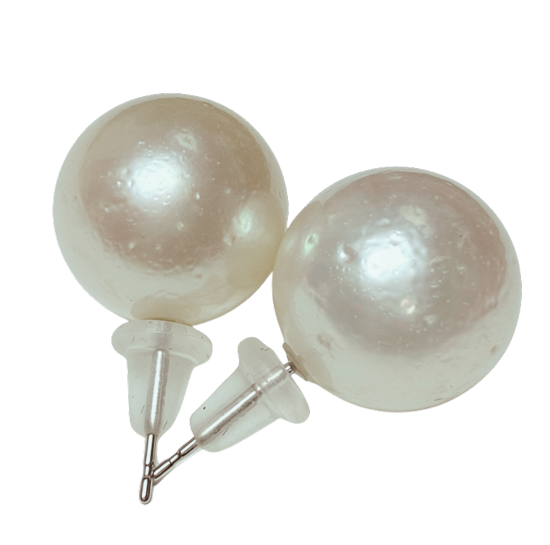 PT900 White South Sea Pearl Earrings 12to12.7MM 2.7G Secondary image