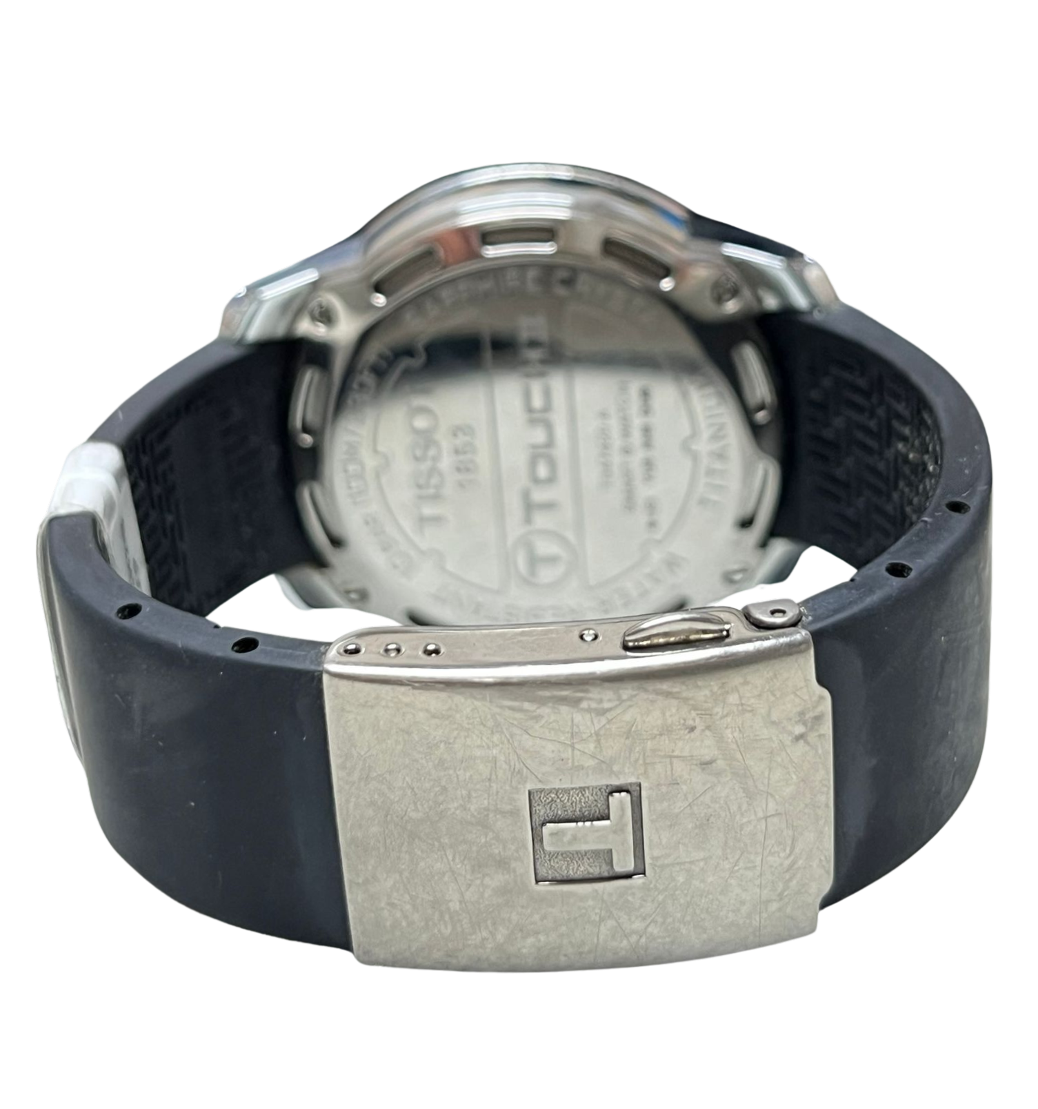 Tissot T Touch II Titanium Watch Black Carbon Fiber Dial Rubber Strap