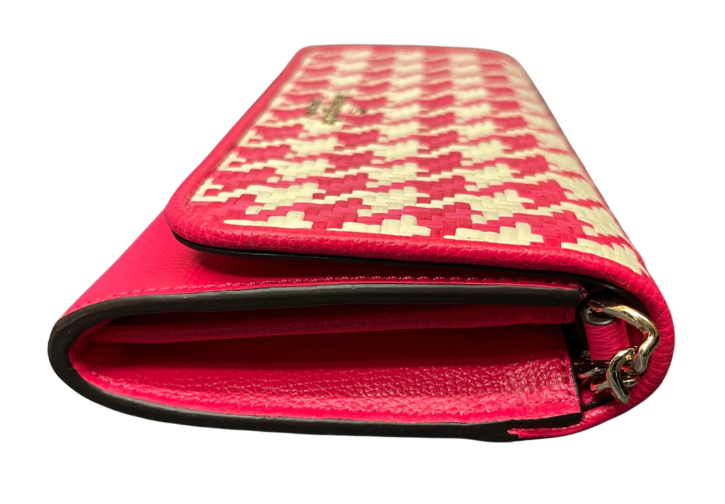Kate Spade Darcy Chain Wallet Crossbody Pink Houndstooth