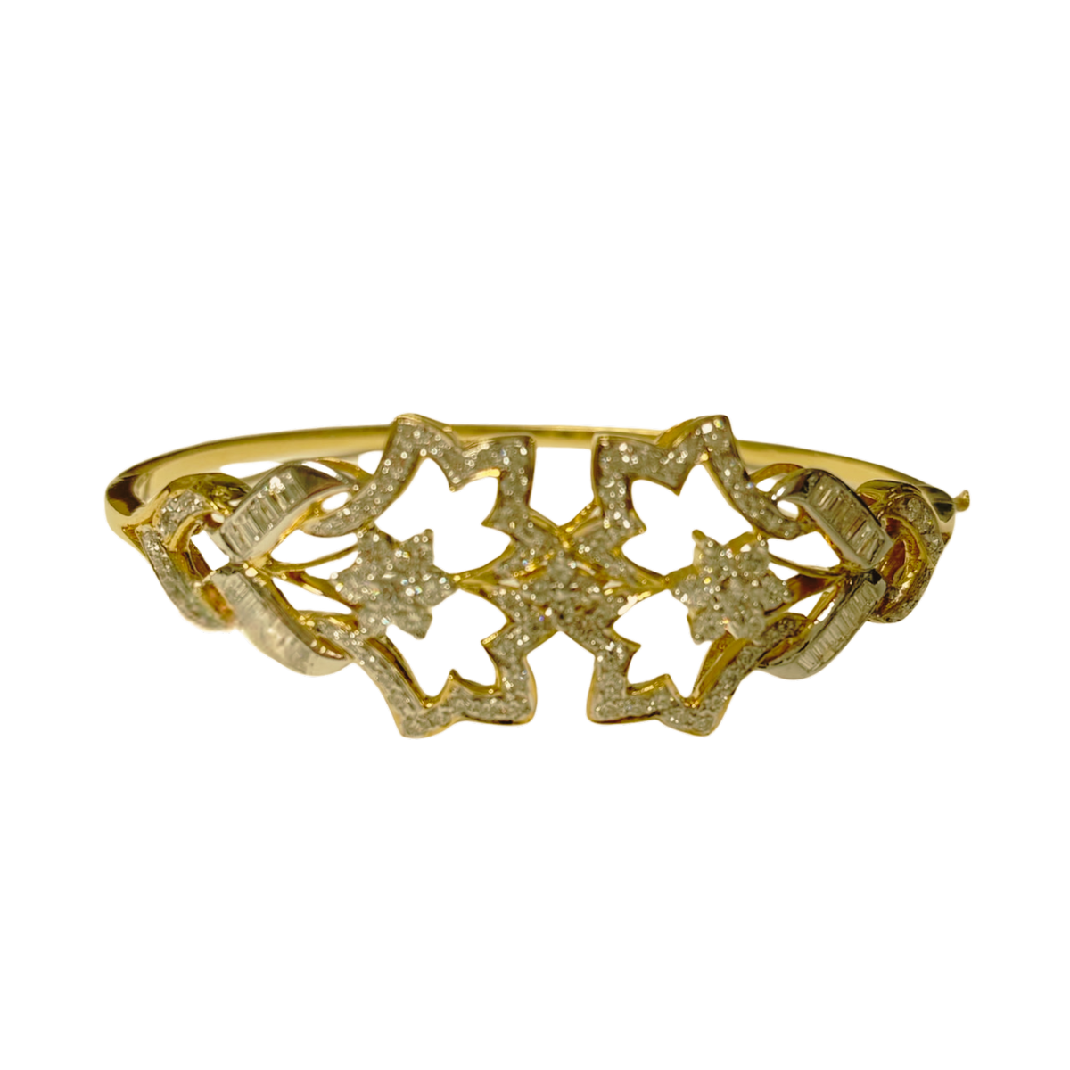 18KYG Diamond Studded Rigid Bangle Bracelet 16.0GM
