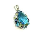 18KWG Blue Topaz & Colour Gemstones Pendant