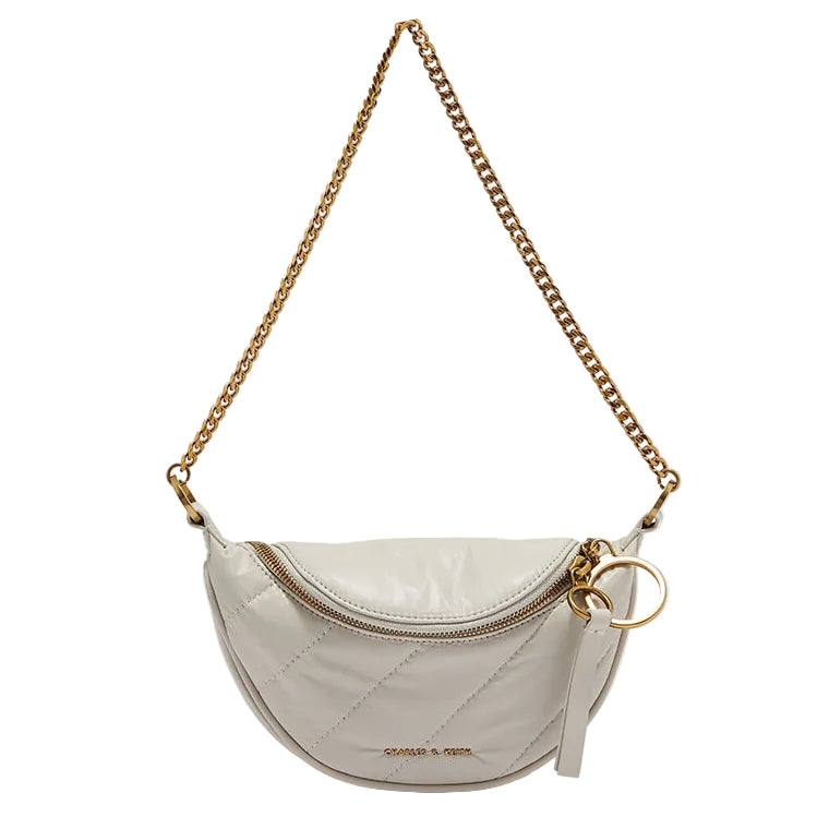 Charles And Keith CK2801510643 Wrinkled Effect Half Moon Crossbody Bag
