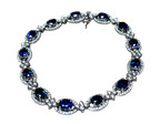 18K White Gold Blue Sapphire Diamond Bracelet 13.0GM