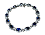 18K White Gold Blue Sapphire Diamond Bracelet 13.0GM
