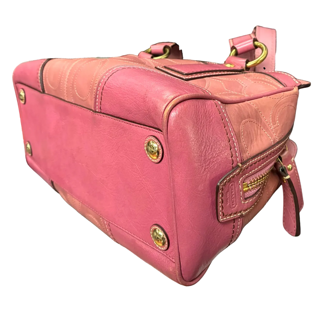 Coach 12290 Hamptons Signature Embossed Turnlock Satchel Bag