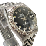Rolex Ref: 78240 Datejust 31 Diamond Dial Automatic Watch Custom Diamond Bezel 31mm