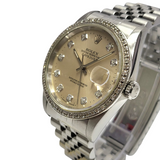 Rolex Ref: 16234 Datejust 36  Diamond Dial Custom Diamond Bezel Automatic Watch 36mm