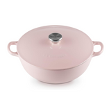 Le Creuset Marmite Cast Iron Soup Pot Casserole with Lid, 26cm, Chiffon Pink