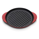 Le Creuset Round Cast Iron Grill Pan, 25cm, Cerise